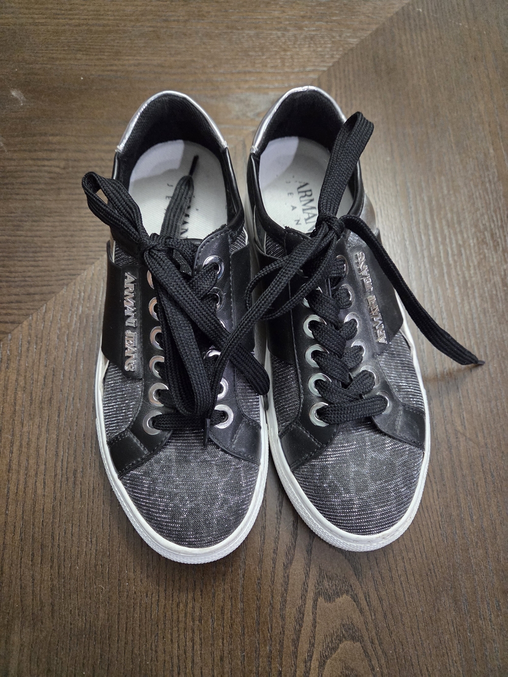 Armani Jeans Women’s Black Logo Lace-Up Sneakers Size 5